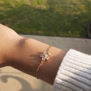 Gold Flower Décor Bracelet | Floral Statement Jewelry | Delicate and Charming