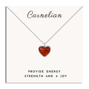 Red Heart Necklace Carnelian Necklace for Women, Red Heart Pendant Necklace Heart Jewelry as Cute Lover Necklace for Teens, Red Necklaces for Christma