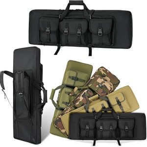 Double Rifle Case Soft Bag Gun Case, Perfect for Rifle Pistol Firearm Storage and Transportation, All Around Shooting Range Tactical Rifle Backpack, Indoor Outdoor