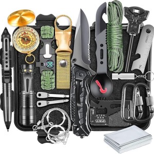 Survival Kit, Gifts for Men Dad Husband, Emergency Survival Gear and Equipment 19 in 1, Fishing Hunting Birthday for Men, Camping Accessories, Cool Gadget, Camping Essentials